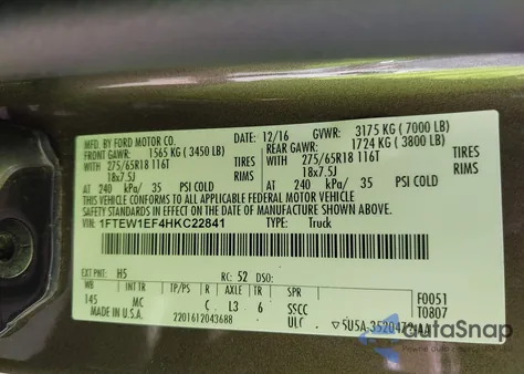 2017 Ford F-150 Xlt z USA, uszkodzony, nr VIN 1FTEW1EF4HKC22841